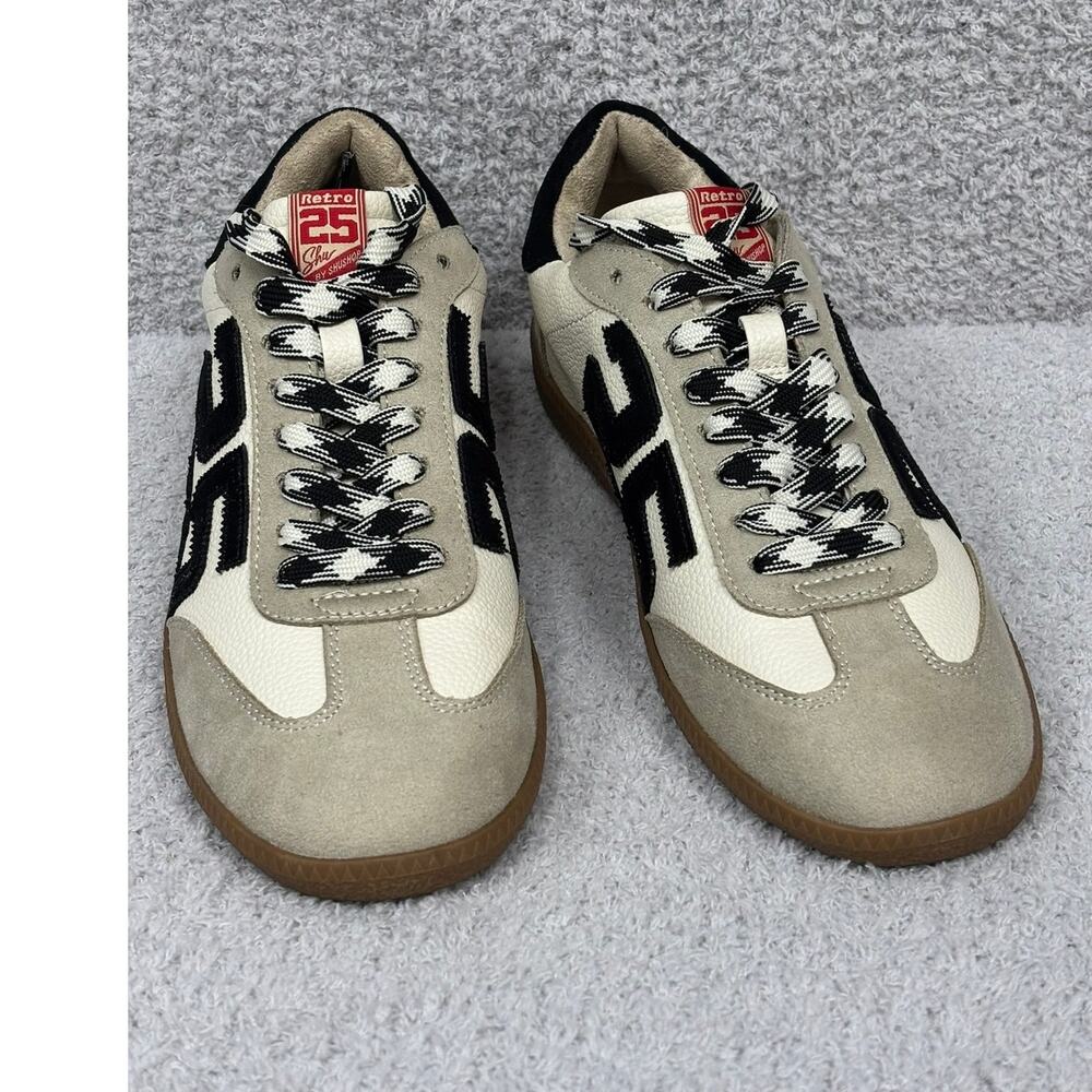 Shu Shop Retro 25 Women's White Black Sneakers Size 8.5 NIB #73273